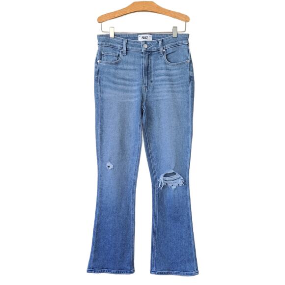 PAIGE Colette Crop Flare Jeans Size 27 Distressed Knees - Picture 1 of 8